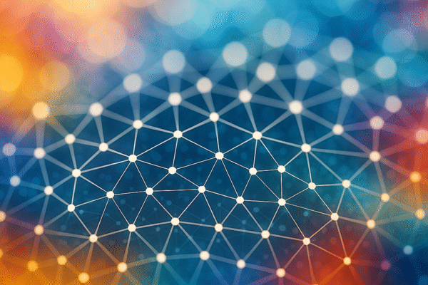 Abstract digital art of interconnected ideas symbolizing wide research, with colorful network nodes and a sense of transformation.