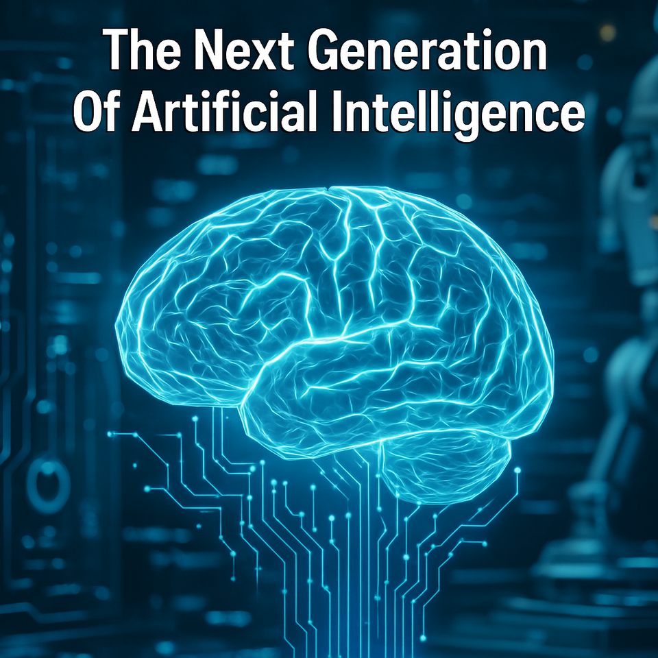 Futuristic digital illustration of an AI brain with glowing circuits and data streams, representing GPT-5 technology and innovation.